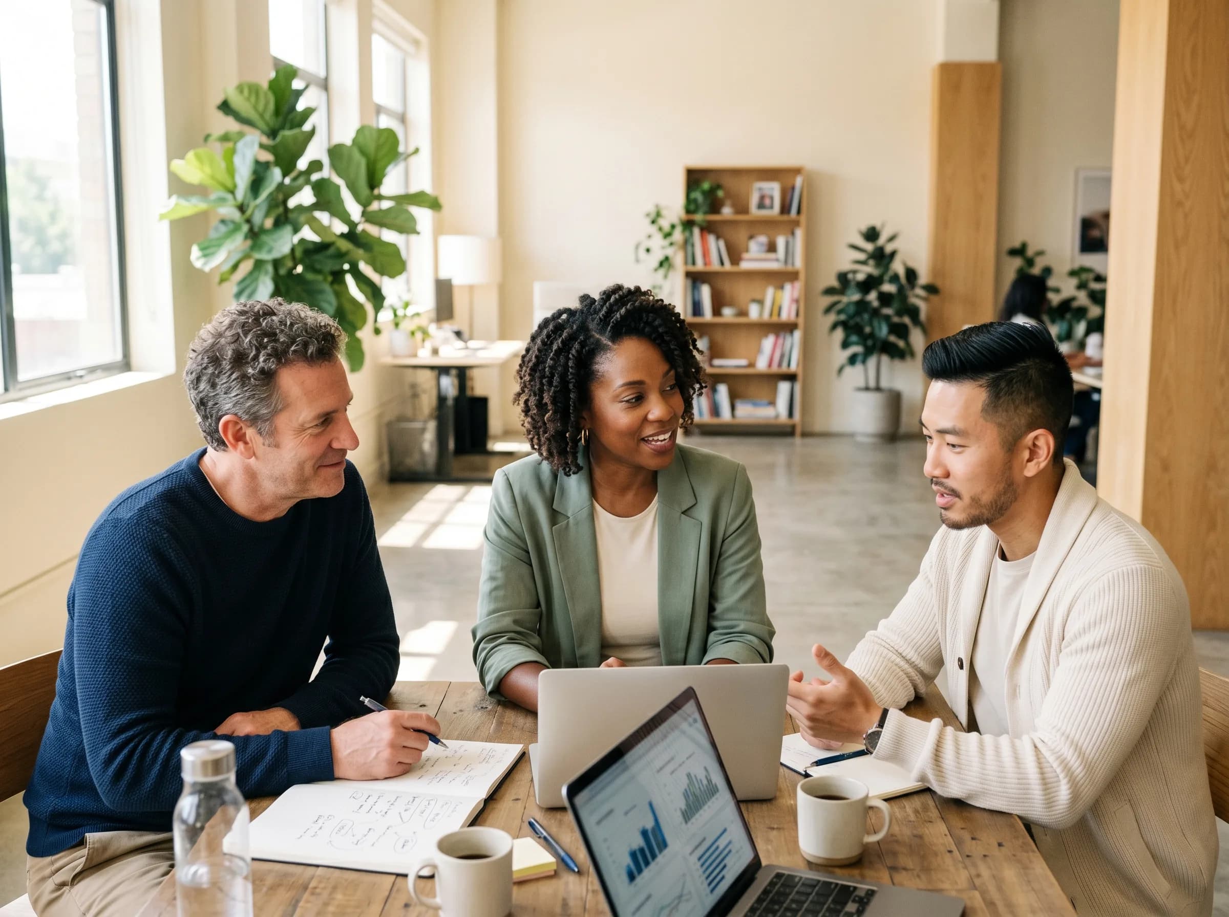 Business owners collaborating with their coach