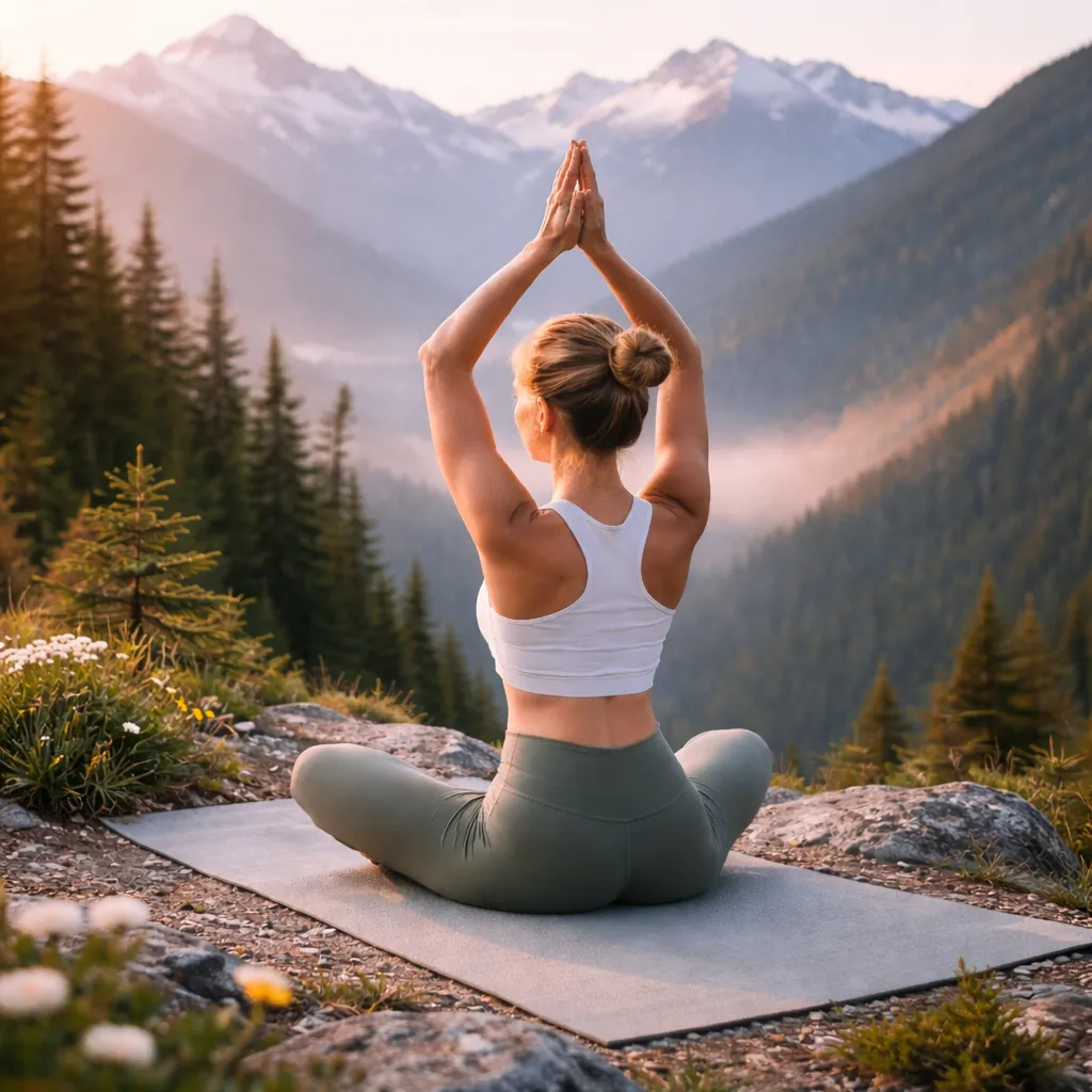 woman doing yoga in the mountains
